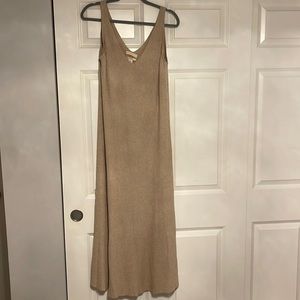 NWT H&M silk blend knit beige tank midi dress, size large